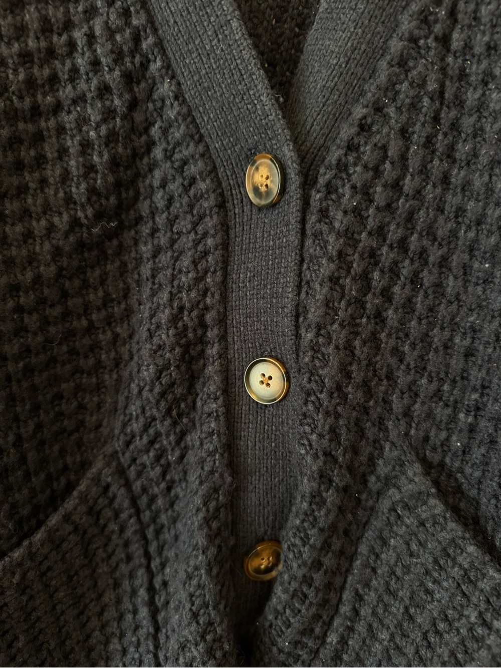 Madewell Navy Waffle-Knit Button Cardigan - Picture 2 of 5